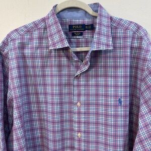 Polo Ralph Lauren 2XL 100% cotton pink and purple plaid button down